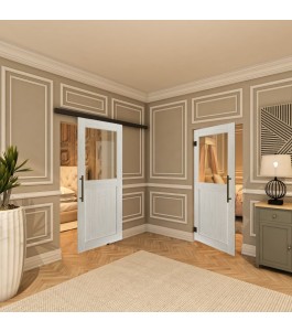 Pendeltür - Country Weiss Rustikal Model 22-modernes Zuhause