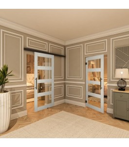 Pendeltür - Country Weiss Rustikal Model 31-modernes Zuhause