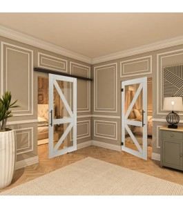 Pendeltür - Country Weiss Rustikal Model 41-modernes Zuhause