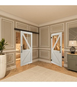 Pendeltür - Country Weiss Rustikal Model 42-modernes Zuhause