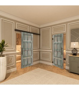 Pendeltür - Country Bunt geplankt Model 30-modernes Zuhause