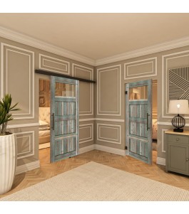 Pendeltür - Country Bunt geplankt Model 34-modernes Zuhause
