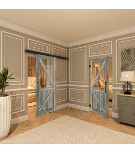 Pendeltür - Country Bunt geplankt Model 44-modernes Zuhause