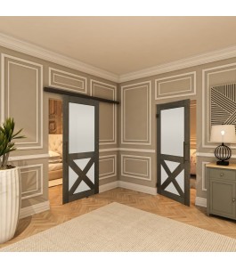 Pendeltür - Country Schwarz gebeizt Model 53