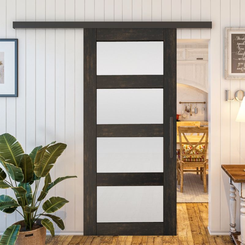 Glasschiebetür BLACK-LINE - Country Schwarz gebeizt Modell 35