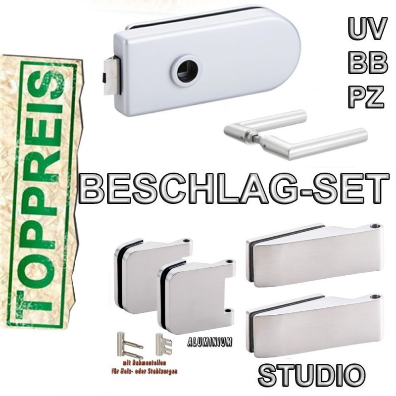 Glastürbeschlag OLIVER SET - Aluminium Glastürbeschlag OLIVER SET - Aluminium