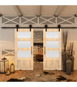 Glasschiebetür BARN-LINE - Country Astkiefer Model 35