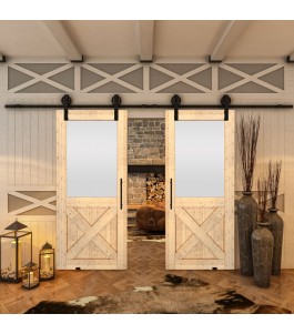 Glasschiebetür BARN-LINE - Country Astkiefer Model 54