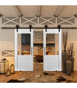 Glasschiebetür BARN-LINE - Country Weiss Rustikal Model 11