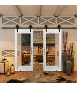 Glasschiebetür BARN-LINE - Country Weiss Rustikal Model 12