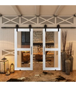 Glasschiebetür BARN-LINE - Country Weiss Rustikal Model 21