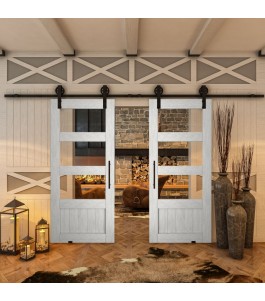 Glasschiebetür BARN-LINE - Country Weiss Rustikal Model 32