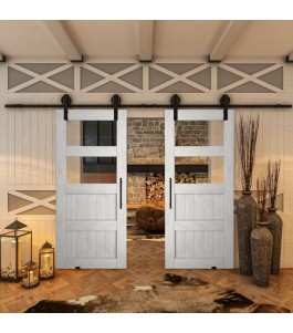 Glasschiebetür BARN-LINE - Country Weiss Rustikal Model 33