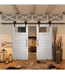Glasschiebetür BARN-LINE - Country Weiss Rustikal Model 34