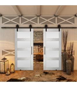 Glasschiebetür BARN-LINE - Country Weiss Rustikal Model 35