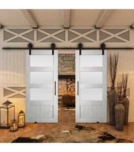Glasschiebetür BARN-LINE - Country Weiss Rustikal Model 36