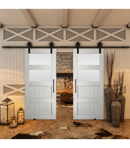 Glasschiebetür BARN-LINE - Country Weiss Rustikal Model 37