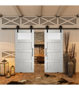 Glasschiebetür BARN-LINE - Country Weiss Rustikal Model 38