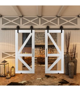 Glasschiebetür BARN-LINE - Country Weiss Rustikal Model 41