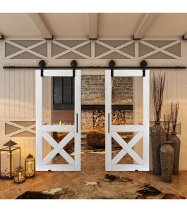 Glasschiebetür BARN-LINE - Country Weiss Rustikal Model 51