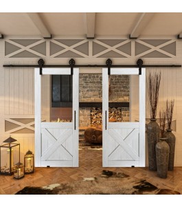 Glasschiebetür BARN-LINE - Country Weiss Rustikal Model 52