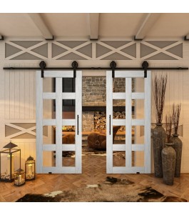 Glasschiebetür BARN-LINE - Country Weiss Rustikal Model 61