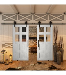 Glasschiebetür BARN-LINE - Country Weiss Rustikal Model 62