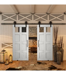 Glasschiebetür BARN-LINE - Country Weiss Rustikal Model 63
