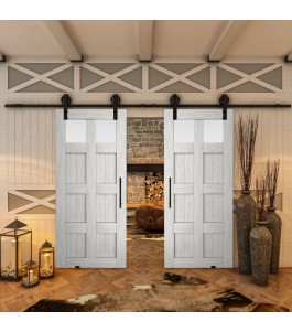Glasschiebetür BARN-LINE - Country Weiss Rustikal Model 66