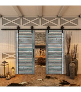 Glasschiebetür BARN-LINE - Country Bunt geplankt Model 10