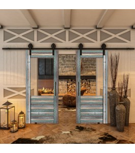 Glasschiebetür BARN-LINE - Country Bunt geplankt Model 12
