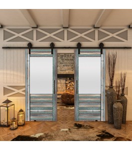 Glasschiebetür BARN-LINE - Country Bunt geplankt Model 14