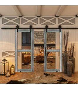 Glasschiebetür BARN-LINE - Country Bunt geplankt Model 21