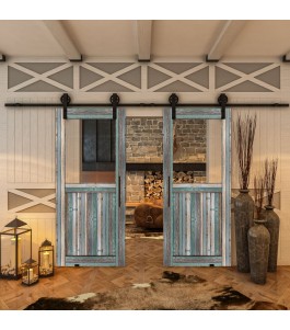 Glasschiebetür BARN-LINE - Country Bunt geplankt Model 22