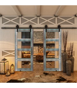 Glasschiebetür BARN-LINE - Country Bunt geplankt Model 31