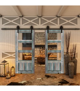 Glasschiebetür BARN-LINE - Country Bunt geplankt Model 32