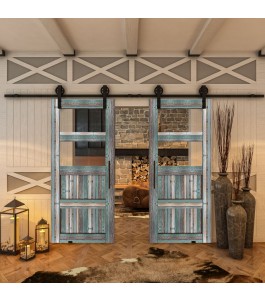 Glasschiebetür BARN-LINE - Country Bunt geplankt Model 33