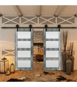 Glasschiebetür BARN-LINE - Country Bunt geplankt Model 35