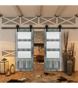 Glasschiebetür BARN-LINE - Country Bunt geplankt Model 36