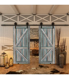 Glasschiebetür BARN-LINE - Country Bunt geplankt Model 40