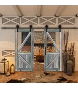 Glasschiebetür BARN-LINE - Country Bunt geplankt Model 44