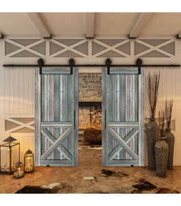 Glasschiebetür BARN-LINE - Country Bunt geplankt Model 50