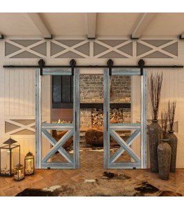 Glasschiebetür BARN-LINE - Country Bunt geplankt Model 51