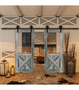 Glasschiebetür BARN-LINE - Country Bunt geplankt Model 52