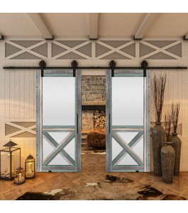 Glasschiebetür BARN-LINE - Country Bunt geplankt Model 53