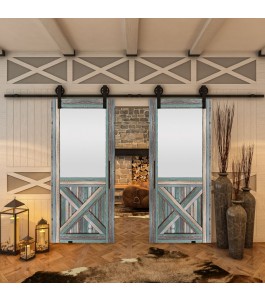 Glasschiebetür BARN-LINE - Country Bunt geplankt Model 54