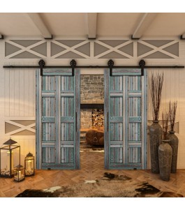 Glasschiebetür BARN-LINE - Country Bunt geplankt Model 60