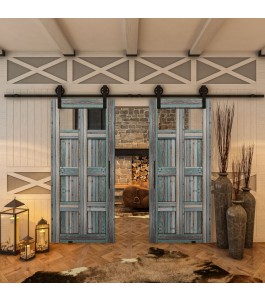 Glasschiebetür BARN-LINE - Country Bunt geplankt Model 63