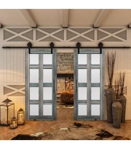 Glasschiebetür BARN-LINE - Country Bunt geplankt Model 64
