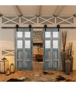 Glasschiebetür BARN-LINE - Country Bunt geplankt Model 65